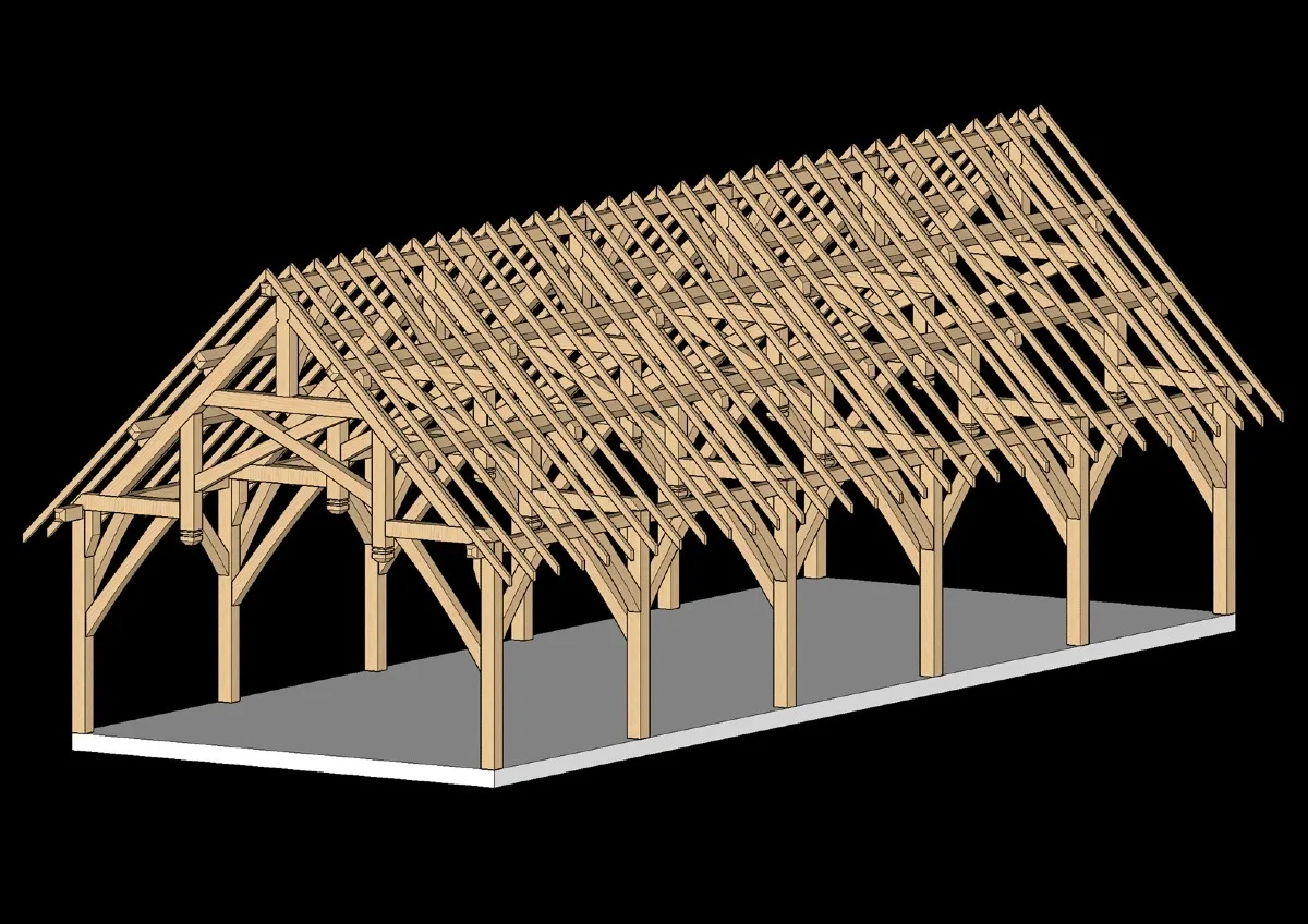 Modèle 3D charpente traditionnelle sur mesure